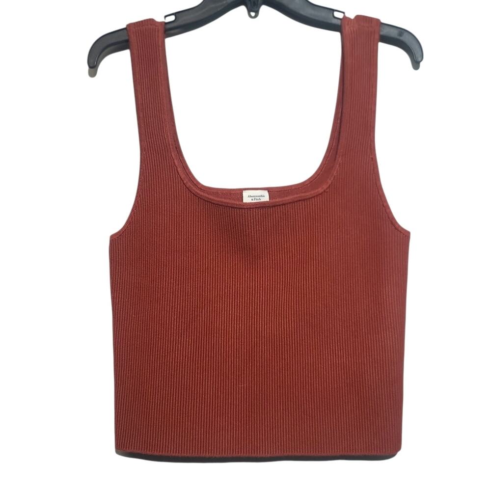 Abercrombie & Fitch Ribbed Stretch Crop Tank Top XL Rust NWT Square Neck